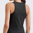 G4Free Workout Tank Tops for Women Slim Fitted Racerback Ribbed Athletic Gym Yoga Tanks Summer Casual (Black, XL)