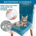 4 Pack Plastic Chair Covers, Clear Dining Room Chairs Cover Set, Transparent Waterproof Seat Protector from Cat Scratch, Dust, Spill, Pet Hair and Easy Clean