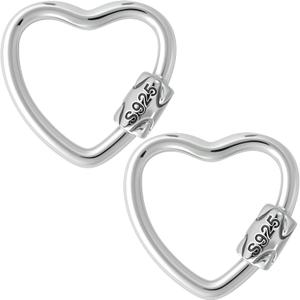 2pcs Heart-Shaped Screw Locking Jump Rings, 925 Sterling Silver Jewelry Clasp, Small Screw Lock Clasp for Keychain Bracelets Necklaces Jewelry Making