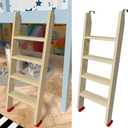 50" 55" 60" Black Wood Bunk Bed Ladder, Lofted/Dorm/RV Bed Bunkbed Ladders with 4in Extra Wide Steps and Non-Slip Pads, Replacement Wooden Ladder for Motorhome/Camping (Wood Color, 50in /127cm)
