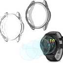 Compatible for Garmin Forerunner 265 Screen Protector & TPU Case Combo,Soft Flexible Film + Anti-Scratch Full Coverage Frame | Clear/Clear Black Protective Cover Set (4 Films + 2 Cases)