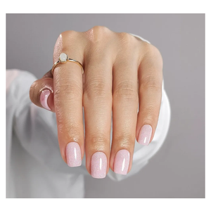 Press on Nails Square - Soft Gel Pink Press on Nails Short for Women Gift, Fit Perfectly & Natural Stick on Nails with Glue in 16 Sizes - 32 Reusable Fake Nails, Shimmering Pink