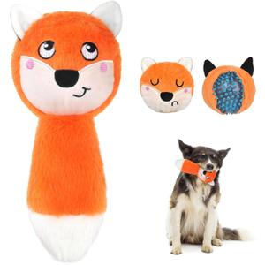 Fida Squeaky Dog Toys for Aggressive Chewers 3 in 1, Dog Chew Toys with 3 Layers,Interactive Dog Toys for Large Dogs Balls to Keep Them Busy for Small Medium Dogs(Fox)
