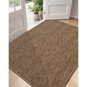 DEXI Dirt Trapper Door Mat, 31x60 Washable Doormat, Dirt Resistant and Absorbent, Easy Clean Low-Profile Floor Rugs for Entryway, Front Door, and Inside Entrance, Brown