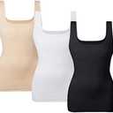 EUYZOU Women Tummy Control Shapewear Tank Tops Seamless Square Neck Compression Tops Slimming Body Shaper Camisole L