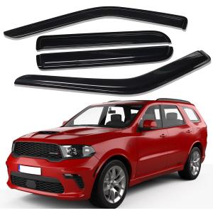 Lightronic Extra Durable Outside-Mount Auto Vent Window Visor, Fits 2011-2025 Dodge Durango, UV Protection Rain Guard, Original Wind Deflector, No-Drill Easy Install, Dark Smoke, 4-Pcs