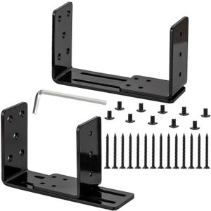 Adjustable Door Barricade Brackets, 2 x Door Security Brackets, Drop Open Bar Holder for Security Door, U Bracket Door Barricade Security Bar Bracket for Outswing Inswing Doors Gates 2x4 (Type U)