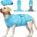 Kuoser Dog Surgery Suit, Dog Surgery Suit Male Neuter, Comfy Doggie Recovery Suit Doggie Onesie, Post-Op Onesie for Female & Male Dogs, Soft Protective Wear, BlueRibbon XXL (XXL (Back:24.8-29.5'', Weight:70+ LB))