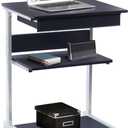 Techni Mobili, Portable Computer Desk, Workstation, Stand with Printer Shelf, Rolling Laptop Cart with Storage, Black Graphite