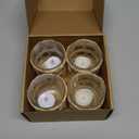 Pack 4 Woven Rattan Tealight Candle Holder Candle Lantern, Coastal Tropical Boho Glass Tea Light Holder Votive Candle Holders, Natural Seagrass Hand Woven Votive Candle Holder (Brown)