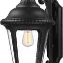 zeyu Large Outdoor Wall Light Fixtures, 28 Inch Modern Farmhouse Outdoor Wall Lantern Sconce for House, Die-Cast Aluminum with Seeded Glass, Black Finish, ZX54B BK