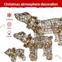 Lighted Christmas Decorations Outdoor Rattan Polar Bear 3-Piece - HOYECHI Polar Bear Family with 140 LED Lights, Zip Ties, Ground Stakes for Front Yard, Lawn - Rattan/Brown