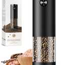 Electric Salt and Pepper Grinder Set Automatic Battery Pepper Mill Shakers Adjustable Coarseness Easy Filling Upgraded Larger Capacity with Led (1 Pack Black