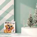 Funny Spring Decorations for Office Farmhouse Spring Wooden Box Sign, Home Decor for Room Desk Table Shelf 5 x 5 Inches