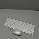 J JOYACCESS Wireless Keyboard and Mouse Combo with 7 Backlit Options,Quiet Light Up Keys,Type-C Rechargeable,Sleep Mode-2.4G Slient Portable Cordless Combo for Laptop/PC/Computer/Mac(White+Sliver)