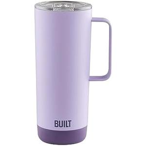 BUILT 20 Ounces Cascade Mug with Handle, Slide Lid, Stainless Steel, Hot or Cold Tumbler, Wild Lavender
