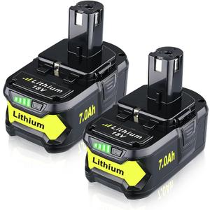 VINIDA 2 Pack P108 7.0Ah Lithium-Ion Replacement for Ryobi 18V Battery P102 P103 P104 P105 P107 P109 P122 Compatible with Ryobi 18V System Cordless Power Tools and Charger