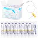 100 Pack Butterfly Needles Collection Needles Blood Collection Set with Holder Sterile Individual Packaging for Laboratories and Veterinary(Style2,25G X 3/4" X 12",Orange)