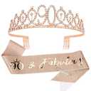 90th Birthday Sash and Tiara, Rose Gold Tiara, 90th Birthday Gifts for Women, 90th Birthday Decorations for Women, Happy 90th Birthday Decorations