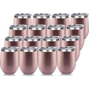 DOMICARE Stainless Steel Wine Tumbler Bulk with Lid, Personalized Rose Gold Insulated Tumblers Set, 12oz Travel Coffee Cups Pack of 13, 13 Count