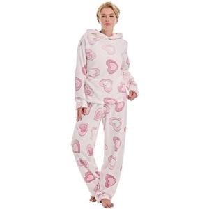 Istylish Womens Pajamas Fleece Set Jogger Sets Pajamas For Women Sets Soft 2 Piece With Hoodie.XL