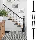 10 Pack Balusters for Staircase Interior CXRCY Wrought Iron Balusters -Metal Stair Decorative Balusters Hollow Black (10 pcs Double Trapezoid)