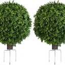 QIANYUN Artificial Boxwood Ball Bush- Faux Boxwood Decorative Balls for Backyard, Balcony,Garden, Wedding and Home Dcor (2, 22inch)