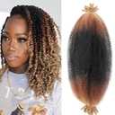 Springy Afro Twist Hair 14inch Marley Twist Braiding Hair 8 Packs Pre Separated Wrapping Hair for Soft Locs Kinky Twist Crochet Hair for Women (1B3027, 14Inch (Pack of 8)