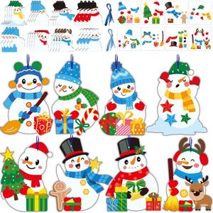 Qyeahkj 528 Pcs Winter Snowmen Craft Kits Winter Paper DIY Ornaments Art Craft Bulk with Xmas Tree Reindeer Gingerbread Stickers Holiday Activities DIY Projects Party Decors, 48 Sets