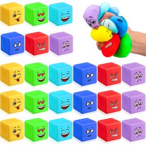 Meooeck 24 Pcs Slow Rising Stress Cube Square Fidget Ice Cube Stress Toys for Adults Squeeze Balls for Easter Basket Stuffer Easter Egg Filler Party Gift ADHD Autism Anxiety