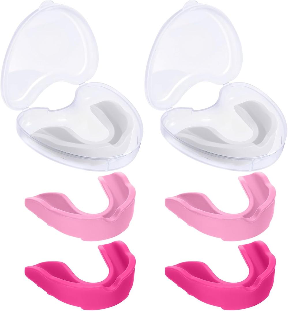 BBTO 6 Pcs Youth Kids Mouth Guard for Sports, Boys Girls Mouth Guard with Case, Mouthguard for Wrestling Boxing Basketball Hockey Football(Classic Style,White, Red, Pink)