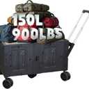 Collapsible Wagon Cart with Wheels Foldable, Large Capacity Multifunctional Wagon with Camping Table, with All Terrain Wheels for Outdoor Beach Sports Fishing Camping,150L (Black, M)