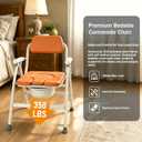 Foldable Bedside Commode, 304 Steel Portable Toilet for Adults