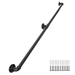 Staircase Handrails 6.6FT, Galvanized Steel Stair Railing Easy to Install, Iron Balusters Hand Railing Indoor Outdoor for Household or Commercial Buildings