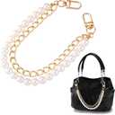 HINZIC Pearl Purse Chain Straps, Gold Handbag Charm Extender Replacement, Metal Shoulder Crossbody Bags Accessories for Women