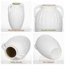 Ceramic Rustic Farmhouse Vase, 9 inch Pottery White Flower Vase with 2 Handles for Centerpieces Pampas Grass Boho Modern Rustic Farmhouse Decor for Living Room Kitchen Countertop Dinner Table Shelves