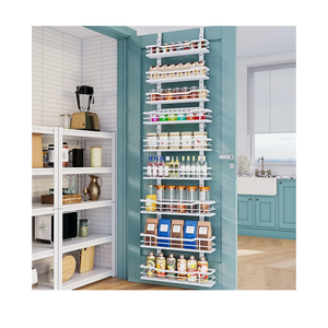 Over The Door Pantry Organizer，9-Tier Over The Door Organizer with Adjustable Basket，Metal Hanging Pantry Organizers and Storage for Kitchen, Back of Door Seasoning Rack