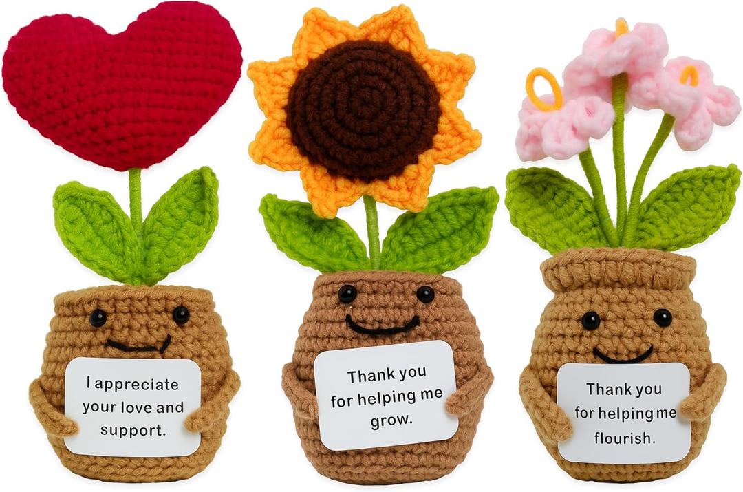 Emotional Support Crochet Flowers, Flower Crochet, Crochet Sunflower, Emotional Support Plush for Women, Crochet Plants, Thank You Gifts, Teacher Appreciation Gifts (Thank You Gift)
