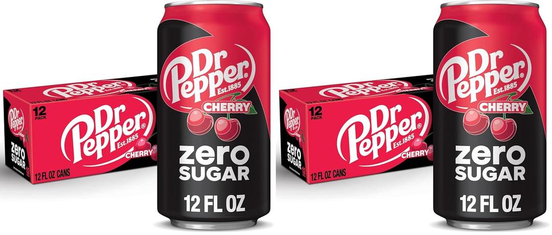 Dr Pepper Cherry Zero Sugar Soda, 12 fl. oz. Cans, 12 Pack (Pack of 2)