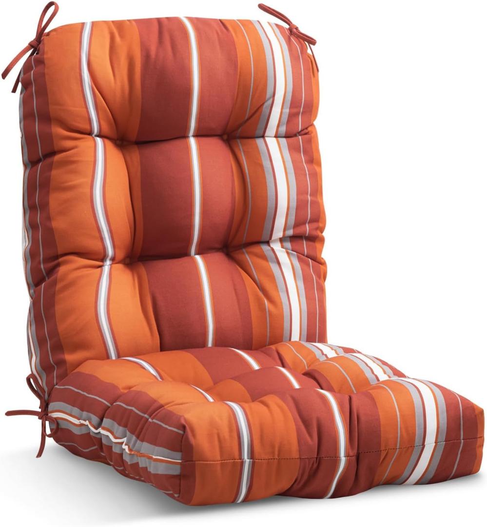 EAGLE PEAK Tufted Outdoor/Indoor Seat/Back Chair Cushions, Set of 1, 42'' x 21'', Red Stripes