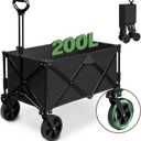 Wagons Carts Foldable, 200L Large Capacity Lounge Wagon,All Terrain Wagon Used as Beach Wagon,Grocery Cart,Garden Cart,Sports Wagon and Camping Wagon (Black)