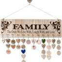 Mothers Day Gift for Mom Grandma - Wooden Family Birthday Reminder Calendar Board with 100 Tags, Wall Hanging Farmhouse Home Decor DIY Anniversaries Tracker Plaque (natural wood color)