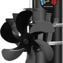 Heat Powered Fireplace Fan Wall Mounted, Wood Stove Fan Thermal Fan for Wood/Log Burning Stove Pellet/Gas Burner, Stove Accessories Thermometer (6 Blade)