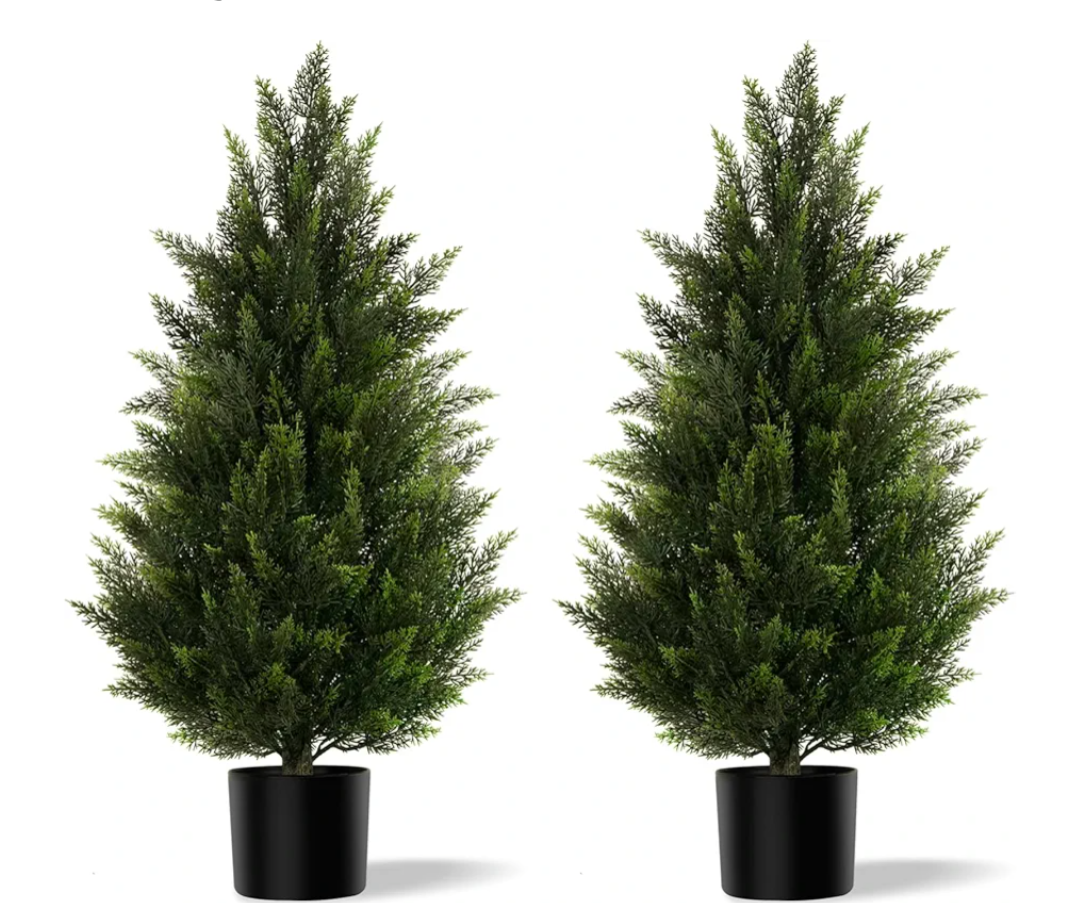 Artificial Topiary Cedar Trees 3FT Tall 2 Set, Outdoor Indoor Faux Pine Shrubs Plants, Realistic Fake Plants Front Porch Decor, Artificial Bushes Cypress for Home Front Door Offices Artificial Topiary Cedar Trees 3FT Tall 2 Set, Outdoor Indoor Faux Pine Shrubs Plants, Realistic Fake Plants Front Porch Decor, Artificial Bushes Cypress for Home Front Door Offices