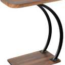 C Shaped 2tier Large Tray Wood top Heavy Duty Side end Table Large TV Tray for Couch Sofa Double Bent Tubes 2 (Plus)