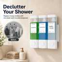 Shampoo and Conditioner Dispenser Wall-Mounted Shower Soap Dispenser, No-Drill Installation, Lockable, 900 ml Capacity,for Bathroom & Hotel or Airbnb (White, 3-Pack)