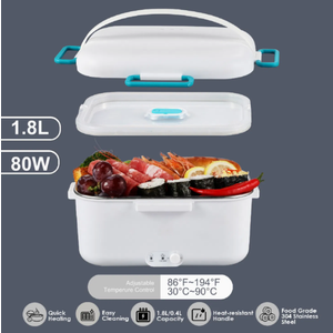 Compact 1.8L Electric Lunch Box Food Warmer, Adjustable Temperature Control 80W