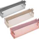 Piriuuo 3Pcs Mesh Makeup Brush Bag, Small Makeup Pouch with Zipper Portable Clear Makeup Bags Small Mesh Zipper Pouch Mesh Cosmetic Bag for Home Office Travel Accessories Organizer