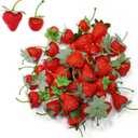 60PCS Fake Strawberries Fake Fruit Artificial Strawberry Kitchen Dcor Plastic Strawberry Party Decorations Realistic Fake Food Lifelike for Display Photography Props