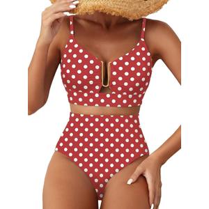 Herseas Womens 2 Piece High Waisted U Wire Bikini Set Floral Print Swimsuit Crisscross Back Bathing Suit Beach Swimwear, XL
